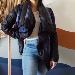BB Dakota Caspian Blue Suede Puffer Bomber Jacket